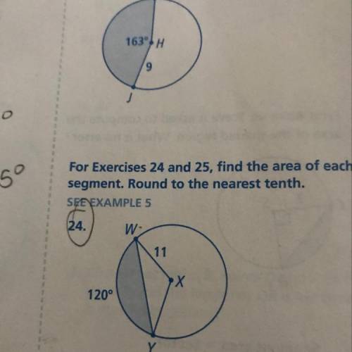 Find the area of each segment, round to the nearest tenth