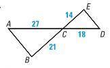 Prove that the two triangles are similar using a 2 column proof.
