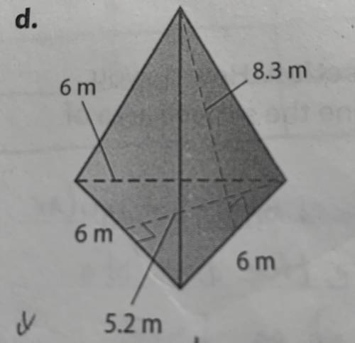 Determine the lateral area and total surface area of the pyramid.