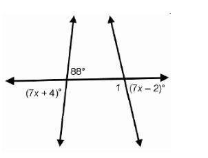 In the diagram, what is the measure of angle 1 to the nearest degree? 82° 92° 94° 98°