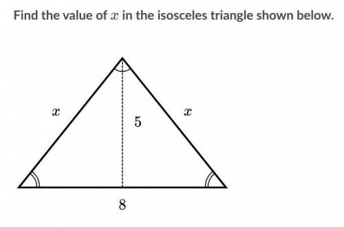 Find the value of xxx in the isosceles triangle shown below. Please answer soon, thank you! :)