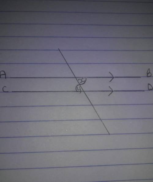 In the diagram, AB and CD are parallel. Which of the following BEST describes the relation between x