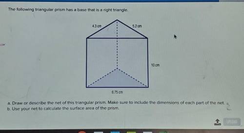 A. Draw or describe the net of this triangular prism. Make sure to include the dimensions of each pa