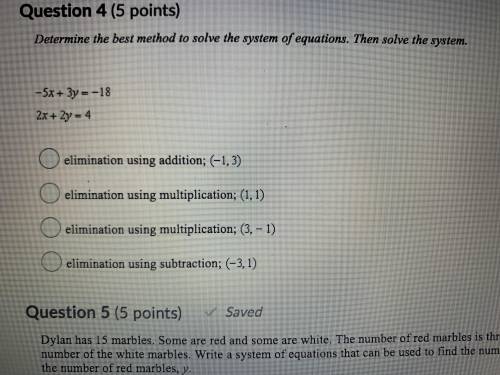 Determine the best method used to solve the system of equations