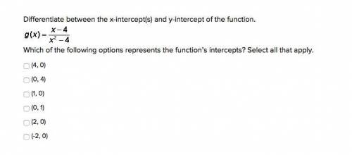Differentiate between the x-intercept(s) and y-intercept of the function.