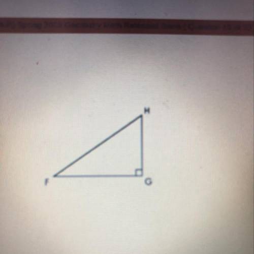 Right triangle FHG is shown The sine of F is 0.53 What is the cosine of ZH? Round your answer to the