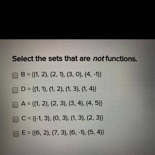 Select the sets that are not a functions.