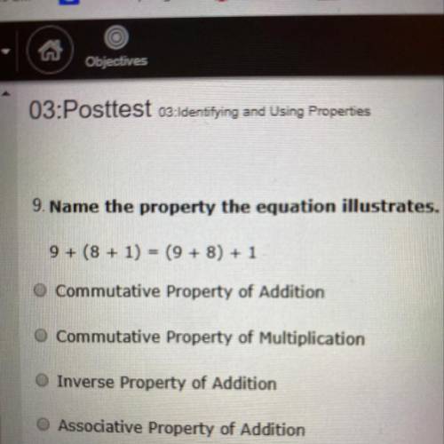 Name the property the equation illustrates