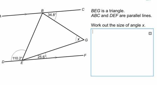 USE THE IMAGE ATTACHED BELOW TO HELP BEG is a triangle ABC and DEF are parallel lines Work out the s
