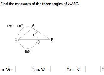 Find the measures of the three angles of ABC