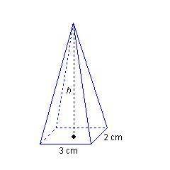 If the volume of the pyramid shown is 12cm^3, what is its height? A. 1 cm B. 2 cm C. 6 cm D. 7 cm