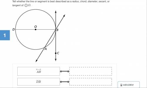 Tell whether the line or segment is best described as a radius, chord, diameter, secant, or tangent