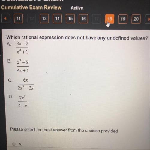 Which rational expressions does not have any undefined values