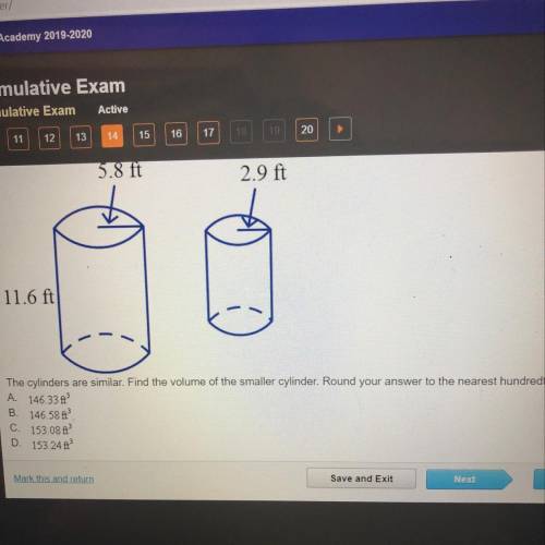 The cylinders are similar. Find the volume of the smaller cylinder.
