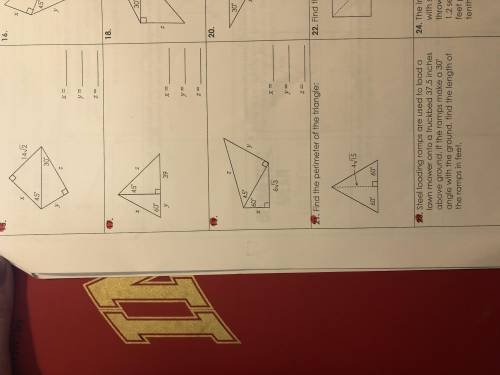 These are special right triangles , but I am confused on how to do them. I do not have any help as s