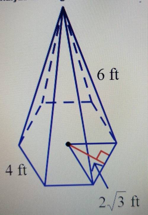 How do I find the surface area of a regular hexagonal pyramid if there is no middle height givenA- 1