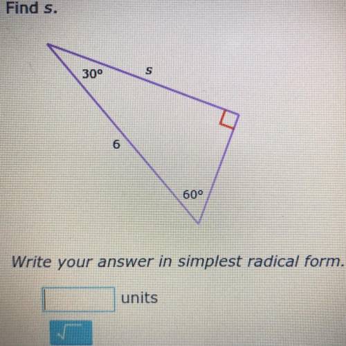 Special right triangles  Help me find s