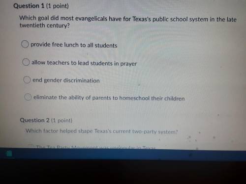 what goal did most evangelicals have for Texas public schools system in the late 20th century PLSS H
