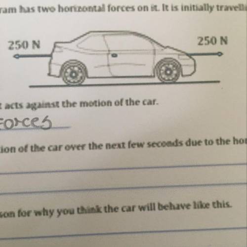 (b) Describe the motion of the car over the next few seconds due to the hortzontal forces on it