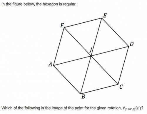 In the figure below, the hexagon is regular. which of the following is the image of the point for th