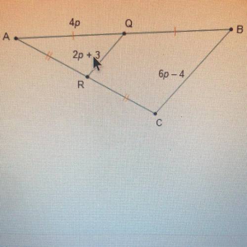 ASAPP!! Points Q and R are midpoints of the sides of triangle ABC. What is AQ? 10 units 14 units 20