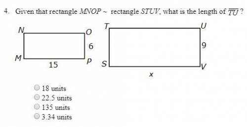 Given that rectangle MNOP rectangle STUV what is the length of TU