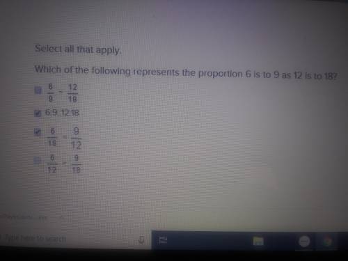 Which of the following represents the proportion 6 is to 9 as 12 is to 18?