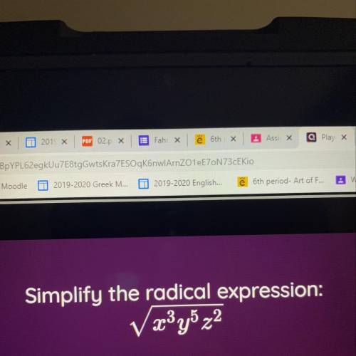 The radical expression of the square root of x^3y^5z^2