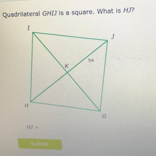 Quadrilateral GHIJ is a square. What is HJ? HJ =