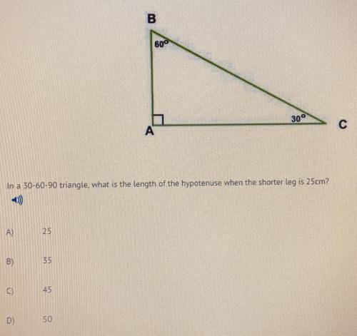 NEED HELP ASAP!! Will Give brainliest  In a 30-60-90 triangle, what is the length of the hypotenuse