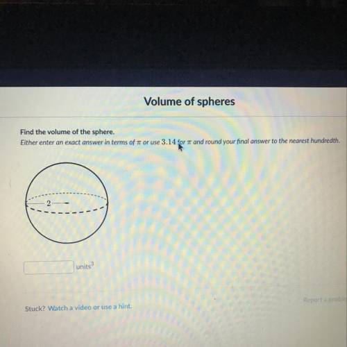 Find the volume of the sphere . (Geometry)