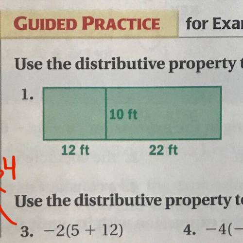 Use the distributive property to find the area of the figure
