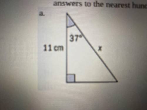Solve the right triangle for x.