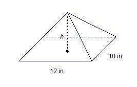 If the volume of the pyramid shown is 360 inches cubed, what is its height? A rectangular pyramid wi