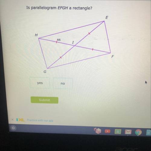 Is parallelogram EFGH a rectangle?