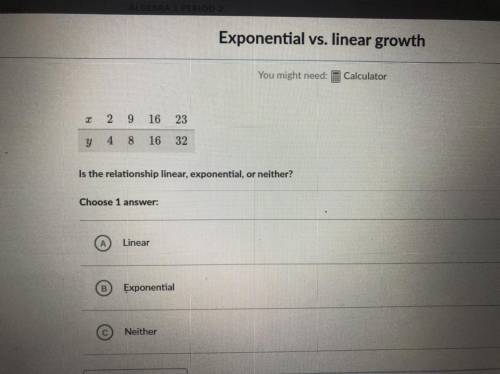 Is the relationship linear exponential or neither?