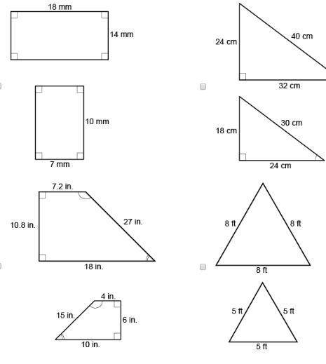 Which pairs of polygons are similar?Select each correct answer.