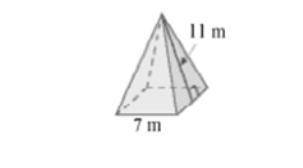 Find the surface area of the square pyramid. a. 154 m2 b. 308 m2 c. 203 m2 d. 357 m2
