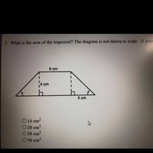 1. What is the area of the trapezoid? The diagram is not drawn to scale. (1 point) cm O 14 cm O 20 c