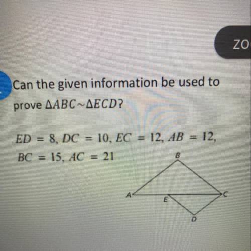 Can the given information be used to prove triangle abc~ to triangle ecd?
