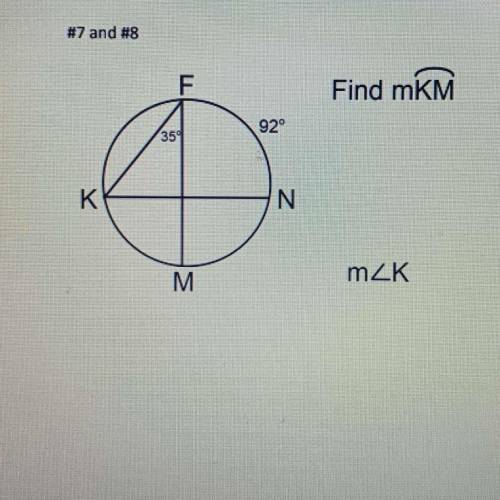 Measure of arc KM and Measure of angle K