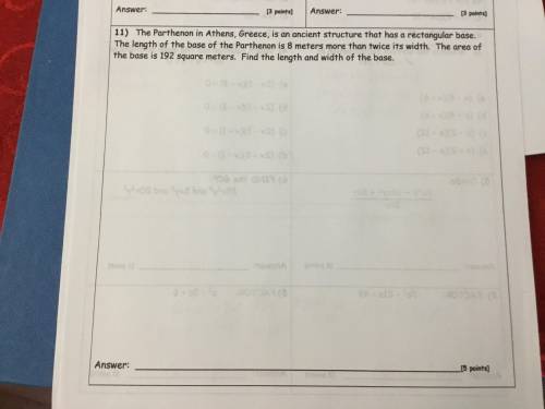 Please help me out this is algebra and I have to show work thank you