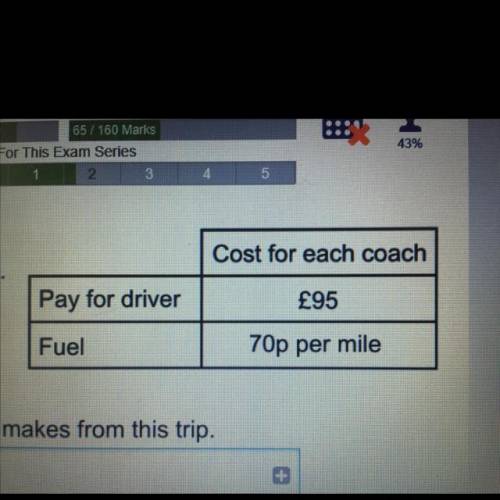 400 passengers go on a coach trip. Each coach takes 50 passengers. Each passenger pays 23£. The tabl