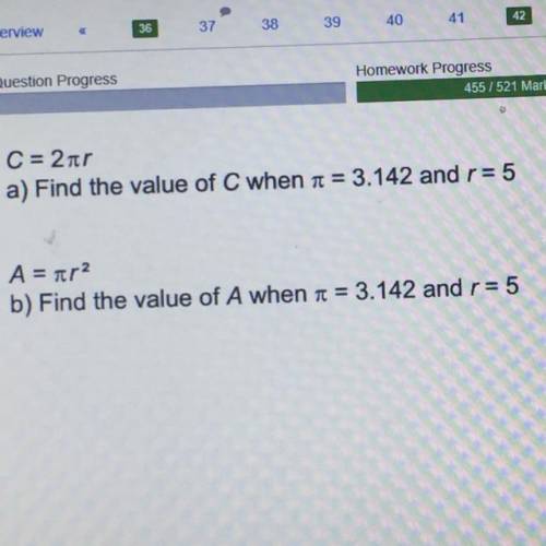A) find the value of C  B) find the value of A
