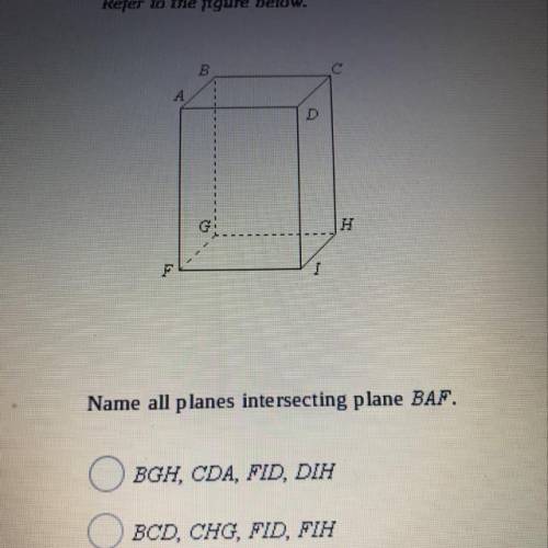 Refer to the figure below. -- Name all planes intersecting plane BAF.
