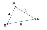 Find the measure of AngleQ, the smallest angle in a triangle whose sides have lengths 4, 5, and 6. R