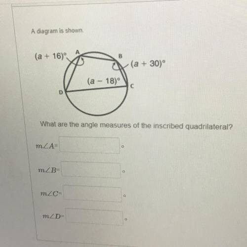 Help me, please  What are the measures of the angles of the inscribed quadrilateral?