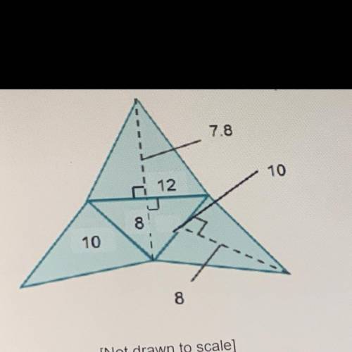 What is the lateral surface area of the triangular pyramid shown? Round to the nearest tenth. 126.8