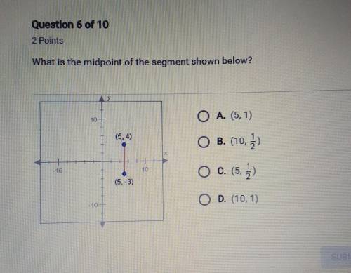 What is the midpoint of the segment show below?