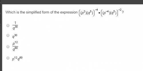 PLEASE HELP!! (will give brainliest for best answer) which is the simplified form of the expression